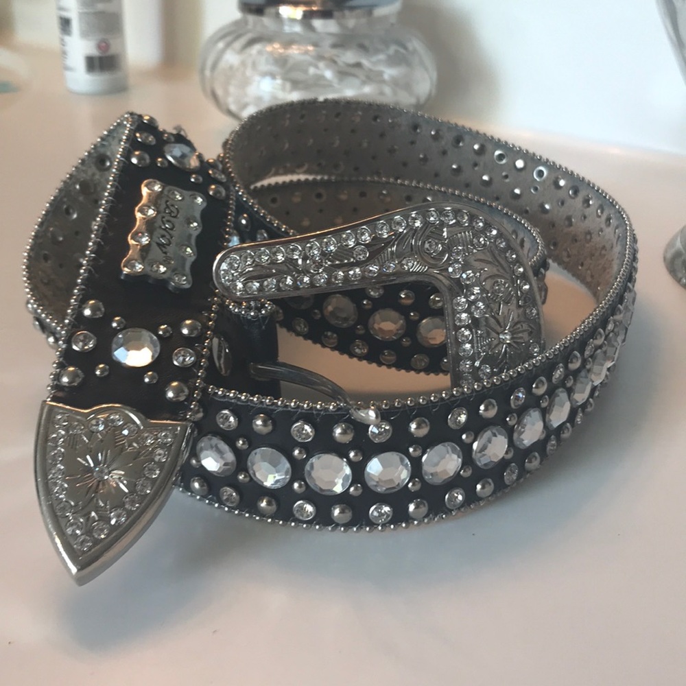 Black rhinestone western belt
